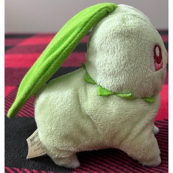 2005 Hasbro Chikorita Pokemon Miniplush 4.5" Cute Plush Nintendo Game Freak - Picture 4 of 9